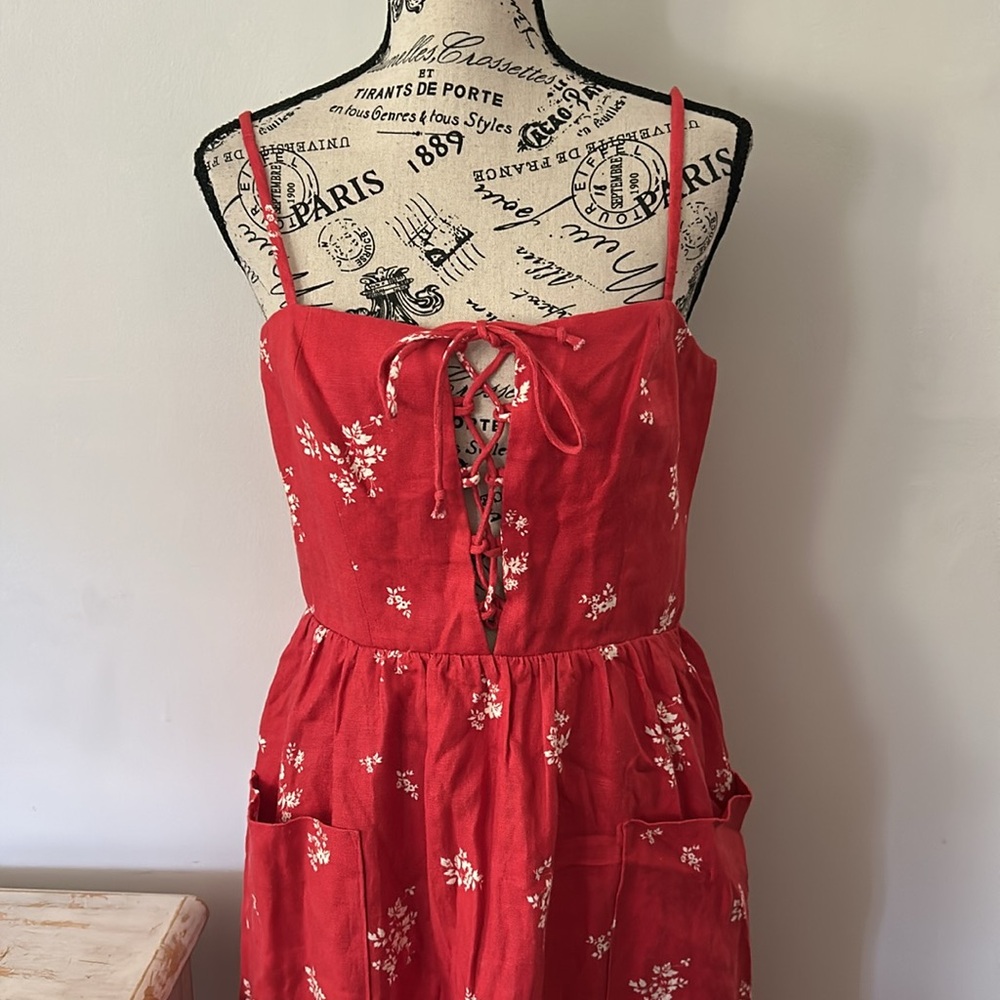 Reformation Red Floral Midi Dress - Picture 4 of 11